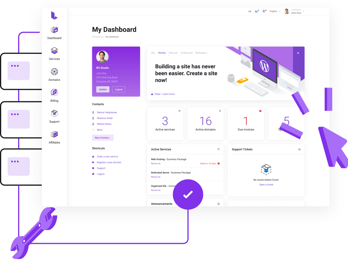 White Label Domain Reseller Account, Hosting Reseller Account - Super easy control panel to manage all your services